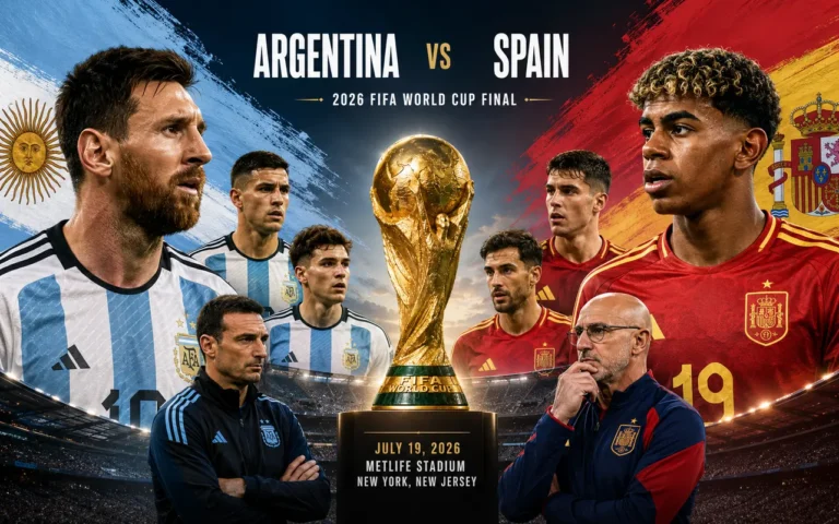 Argentina vs Spain in the 2026 FIFA World Cup final featuring Lionel Messi and Lamine Yamal, highlighting the key tactical battles that could decide the championship.