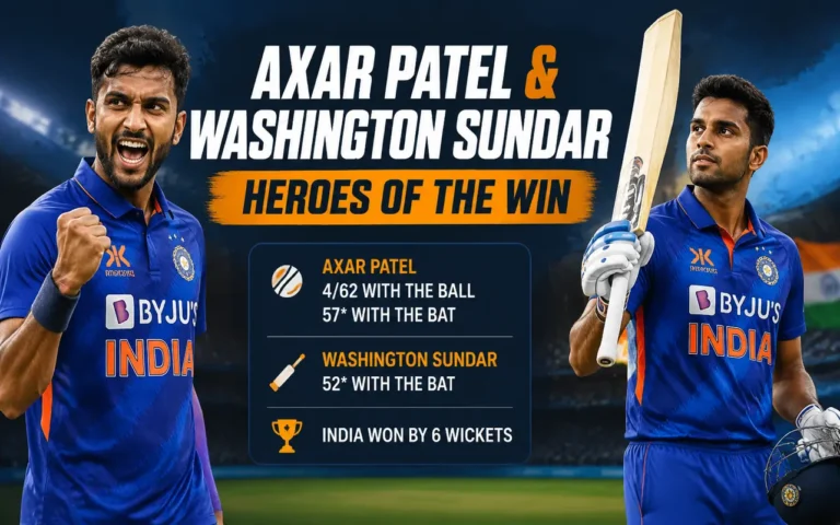 How Axar Patel and Washington Sundar Helped India Bounce Back in the First ODI Axar Patel and Washington Sundar celebrate India's first ODI win over England as Axar stars with 4 wickets and an unbeaten 57 while Washington scores a match-winning fifty.