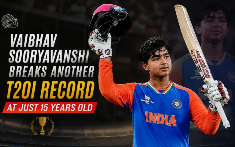 Vaibhav Sooryavanshi Breaks Another T20I Record at Just 15 Years Old Vaibhav Sooryavanshi celebrates after becoming the youngest player to score a T20I half-century at 15 years old during India's T20I series against Zimbabwe in 2026.