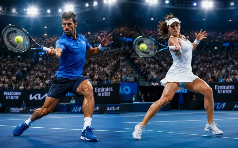 Canadian Open Tennis 2026 Draw Schedule and Top Contenders Professional tennis players competing on a blue hard court at the Canadian Open 2026.